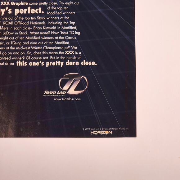 Team LOSI XXX-Graphite "Nobuggys Perfect" Print Ad 2004 RC Car Action 8.5"x11"‎ - Picture 5 of 5